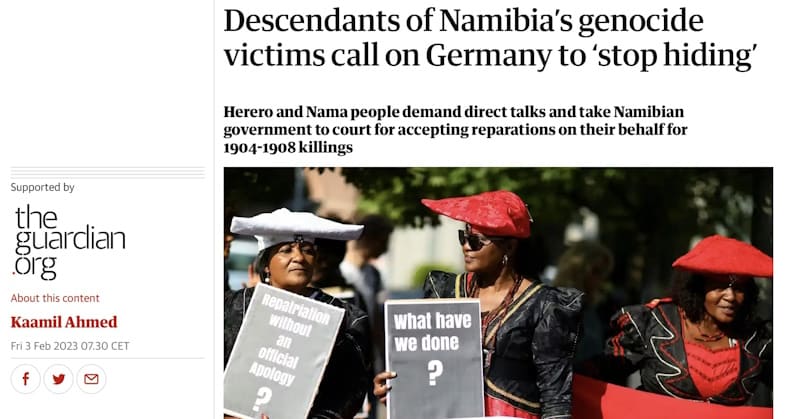Artikel Guardian Klage Namibia gegen Versöhnungsabkommen